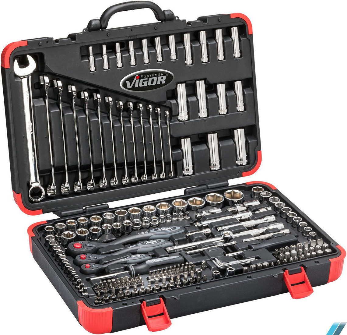фотография Мастер-набор 212 пр. ключей и головок 1/4"-3/8"-1/2" V3277N Vigor Германия Мастер-набор 216 пр. ключей и головок 1/4"-3/8"-1/2" V3277N Vigor Германия