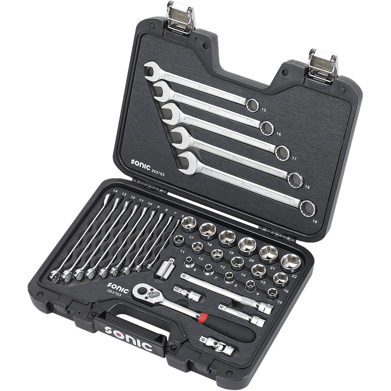 фотография Набор ключей и головок 3/8" 37 пр. 203703 Sonic Голландия Набор ключей и головок 3/8" 37 пр. 203703 Sonic Голландия